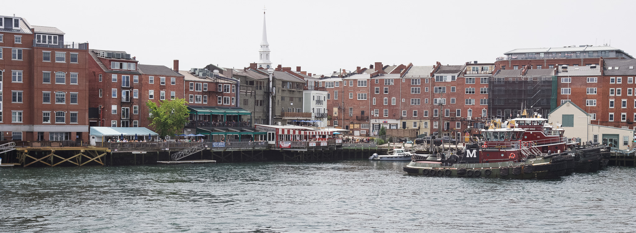 Downtown Portsmouth, New Hampshire as viewed during sunset from the Piscataqua River. 