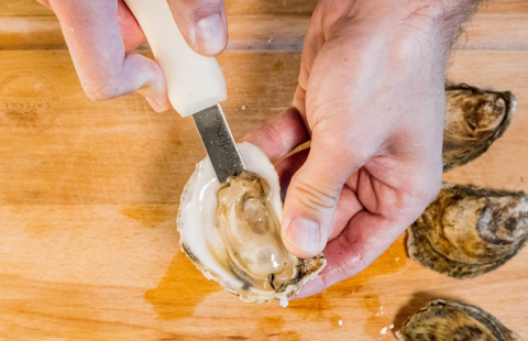 Shucking an oyster