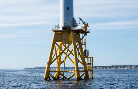 offshore wind turbine base, photo by Rhode Island Sea Grant