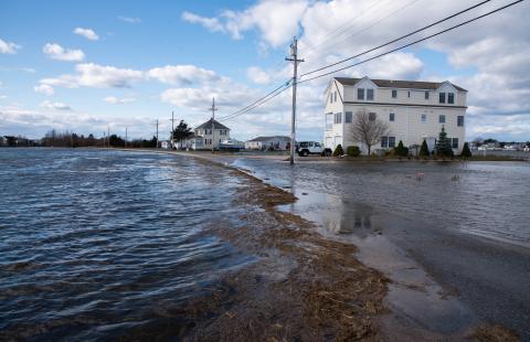 flooded road during a King Tide in Hampton, NH