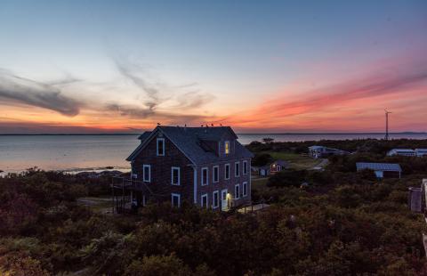 A sunset view from Appledore Island, facing west towards the mainland. 