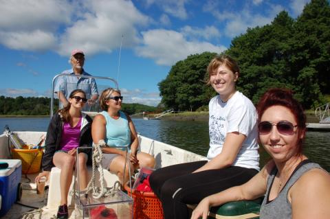 Microbiology crew on the boat