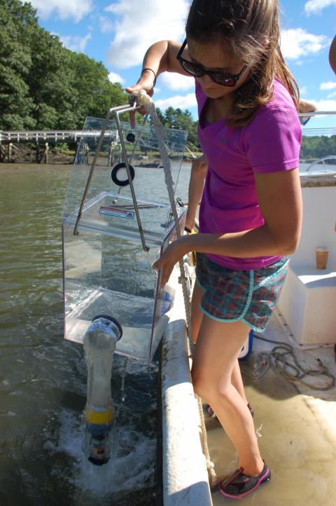 Collecting plankton samples on the bay