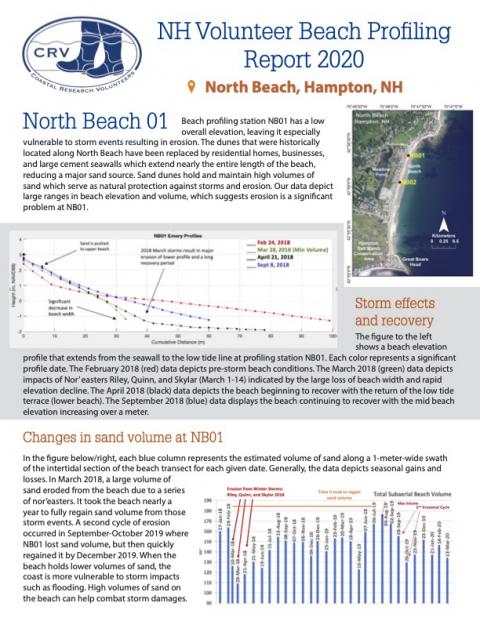 A screenshot of the 2020 North Beach 01 Beach Profiling Report