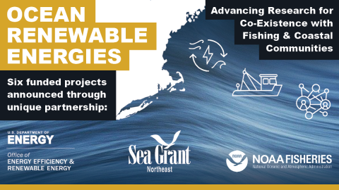 Northeast Sea Grant Consortium Ocean Renewable Energy research initiative funds 6 projects in collaboration with U.S. Department of Energy and NOAA's Northeast Fisheries Science Center