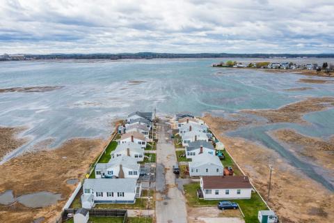 An aerial view of flooding in Hampton, NH. Taken from a drone.